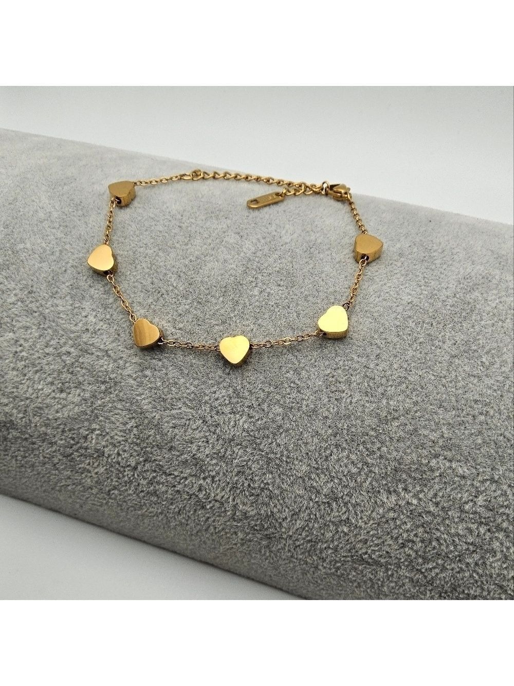 18k Gold Plated Stainless Steel Heart Chain Bracelet